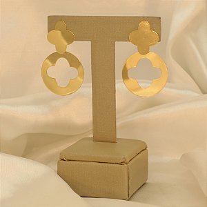 Brinco de Trevo Vazado Folheado a Ouro 18k