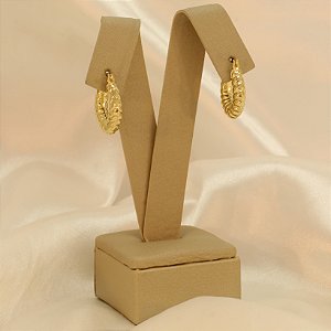 Brinco Plissado com Fecho Italiano Folheado a Ouro 18k