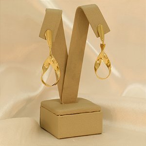 Brinco Ondulado Liso Folheado a Ouro 18k