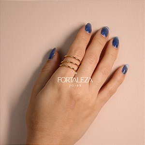 Anel de Aro Triplo Banhado a Ouro 18k