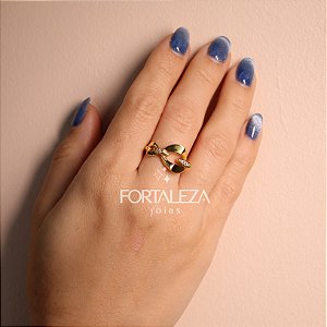 Anel Vazado com Zircônia Folheado a Ouro 18k