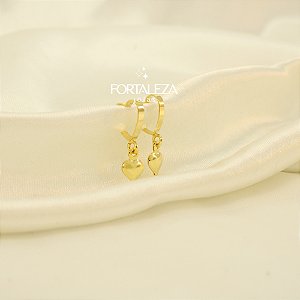 Brinco Argola de Coração Banhado a Ouro 18k