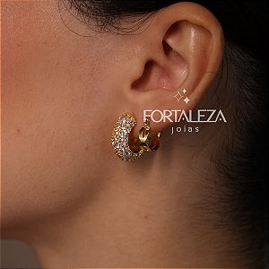 Brinco Argola com Design Vazado Banhado a Ouro 18k