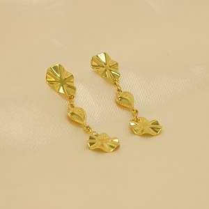 Brinco Martelado com Coração Folheado a Ouro 18k