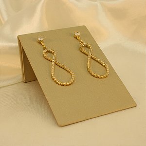 Brinco Cravejado Folheado a Ouro 18k