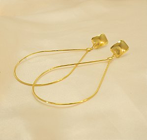 Brinco Aro Liso Vazado Banhado a Ouro 18k