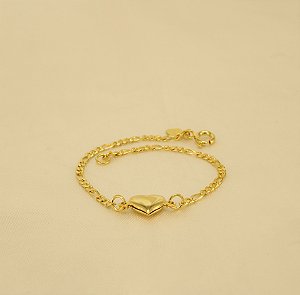 Pulseira de Coração Folheado a Ouro 18k