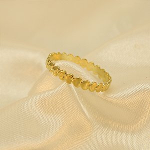 Anel com Design de Corações Folheado a Ouro 18k