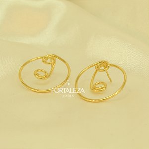 Brinco Aro Trabalhado Banhado a Ouro 18k