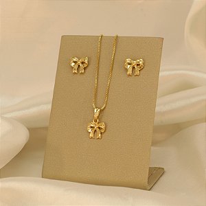 Conjunto de Lacinho Folheado a Ouro 18k