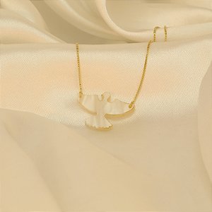 Gargantilha Espírito Santo com Resina Banhado a Ouro 18k