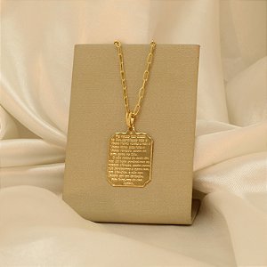Gargantilha com Oração Pai Nosso Folheado a Ouro 18k