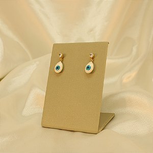 Brinco Olho Grego com Zircônia Banhado a Ouro 18k