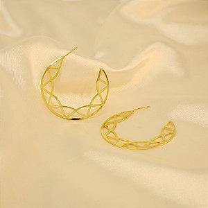 Brinco Argola Vazado Banhado a Ouro 18k