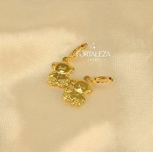 Brinco Argola com Ursinho Banhado a Ouro 18k