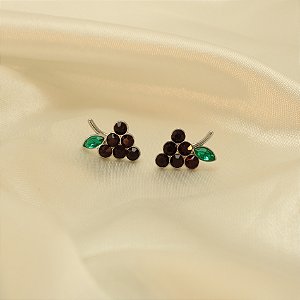 Brinco Uva Banhado a Ouro Branco