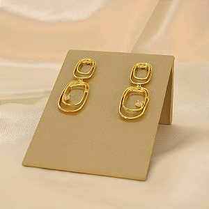 Brinco Vazado com Zircônia Banhado a Ouro 18k