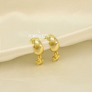 Brinco Argola com Estrelinha Banhado a Ouro 18k