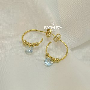Brinco Argola com Zircônia Banhado a Ouro 18k