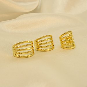 Brinco com Aros Vazados Kit Banhado a Ouro 18k