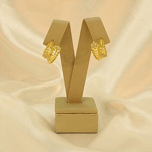 Brinco Cravejado e Vazado Banhado a Ouro 18k