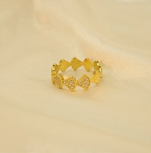 Anel Cravejado Banhado a Ouro 18k