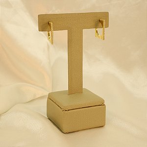 Brinco Quadrado Cravejado Banhado a Ouro 18k
