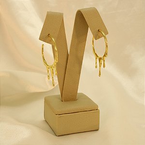 Brinco Argola Derretido Banhado a Ouro 18k