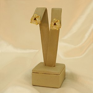Brinco Nó Cravejado Banhado a Ouro 18k