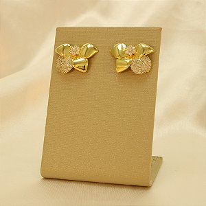 Brinco Cravejado com Zircônia Banhado a Ouro 18k