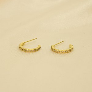 Brinco Argola Cravejado Banhado a Ouro 18k