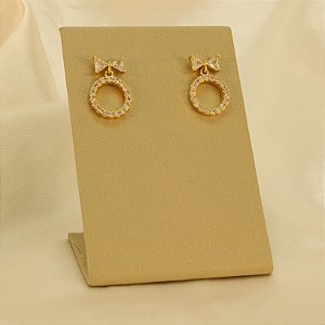 Brinco de Laço Cravejado Banhado a Ouro 18k