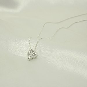 Gargantilha de Coração Cravejado Banhado a Prata