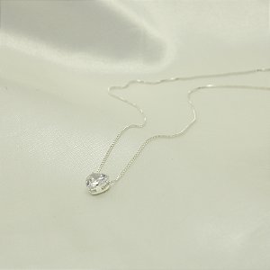 Gargantilha Coração de Zircônia Banhado a Prata