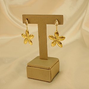 Brinco de Flor com Detalhe em Zircônia Banhado a Ouro 18k