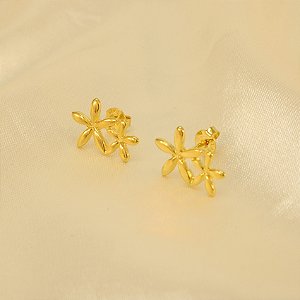 Brinco com Design de Flores Banhado a Ouro 18k