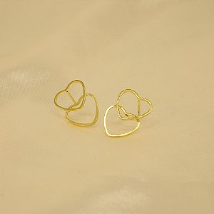 Brinco de Corações Vazados Banhado a Ouro 18k