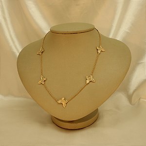 Gargantilha com Borboletas Banhado a Ouro 18k