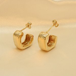 Brinco Argola com Design Geométrico Banhado a Ouro 18k