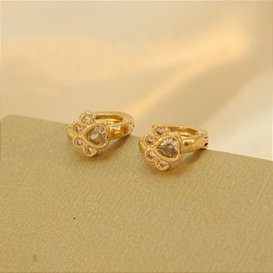 Brinco Argola de Patinha com Zircônia Banhado a Ouro 18k