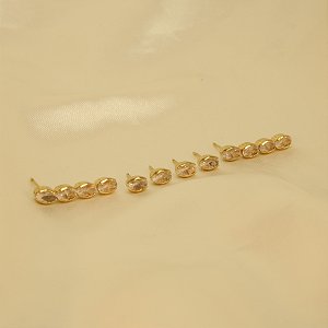 Brinco em Trio com Zircônia Cristal Banhado a Ouro 18k