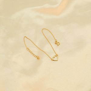 Tornozeleira com Coração Vazado Banhado a Ouro 18k
