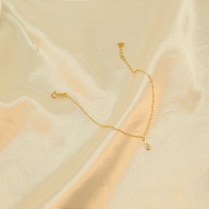 Tornozeleira com Zircônia Cristal Gota Banhado em Ouro 18k