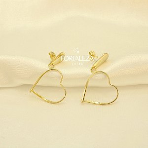 Brinco de Coração Vazado Banhado a Ouro 18k