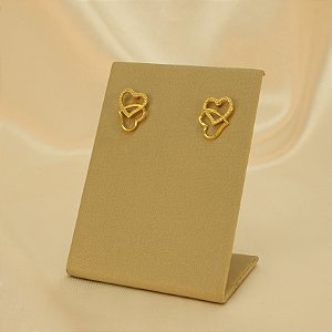 Brinco Corações Vazados Banhado a Ouro 18k
