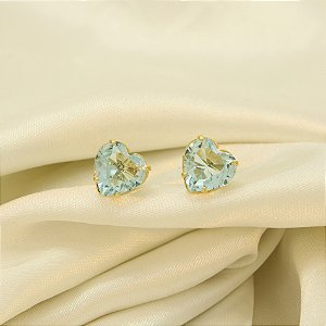 Brinco de Coração com Zircônias Banhado a Ouro 18k
