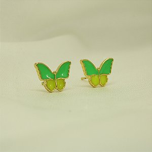 Brinco de Borboleta Resinado Banhado a Ouro