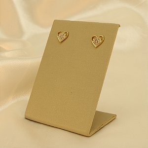 Brinco de Coração Cravejado em Zircônia Banhado a Ouro 18k