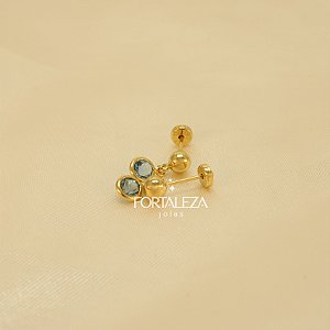 Brinco com Detalhe em Zircônia Banhado a Ouro 18k