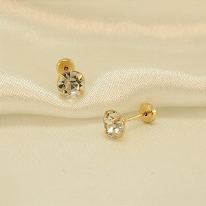Brinco Ponto de Luz com Zircônia Cristal Banhado a Ouro 18k